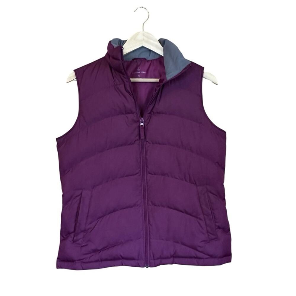 Lands End Down Puffer Vest Women Purple Full Zip S